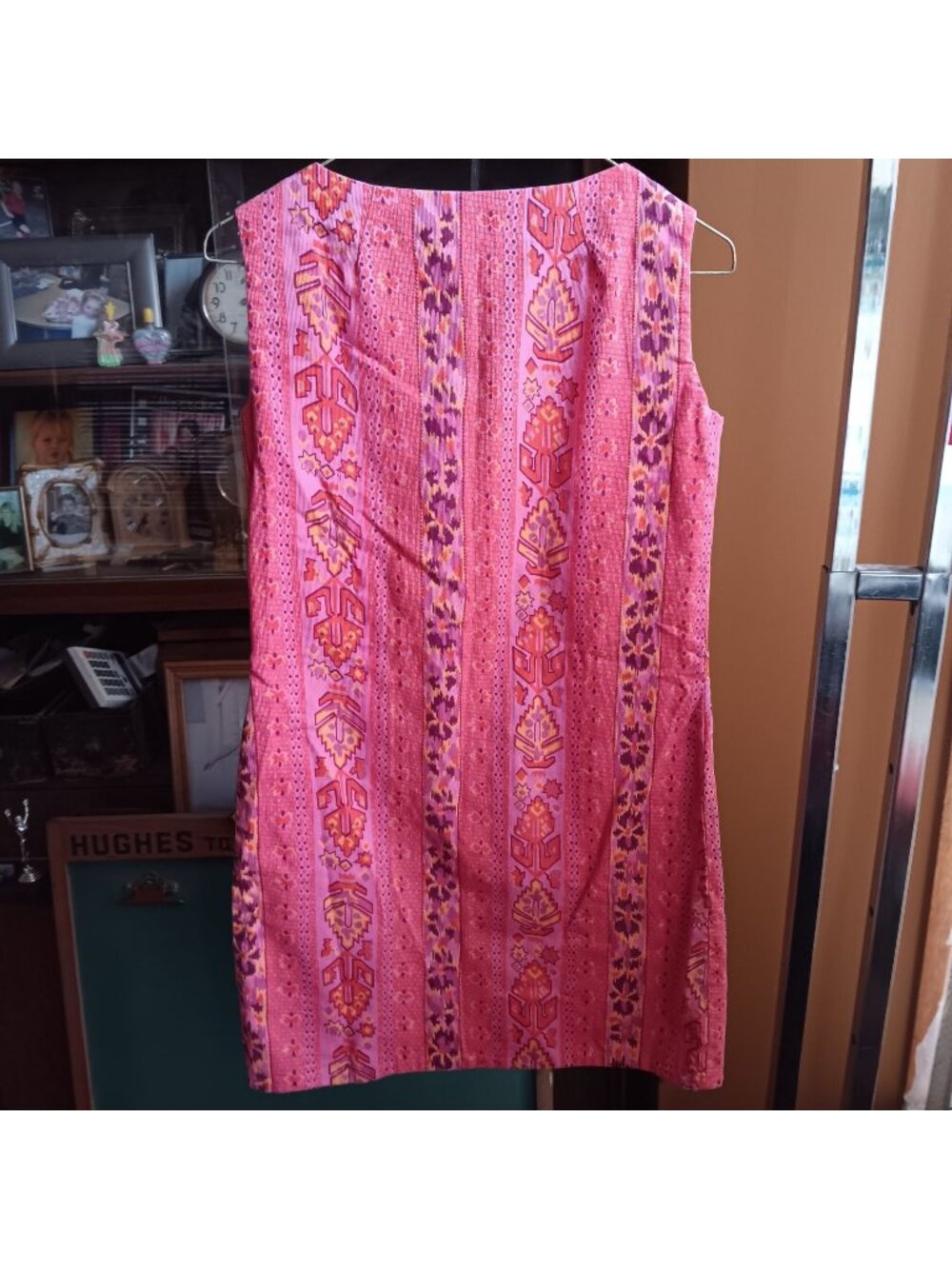 Small Vintage 1960's Handmade Marcus Brothers Pattern Striped Sleeveless Pink Dr